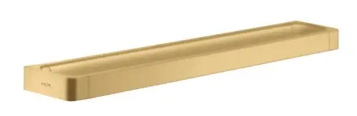Badetuchhalter in eleganter Goldoptik, flach und rechteckig, mit dezentem Markennamen "AXOR" auf der Seite. Ideal für moderne Badezimmergestaltungen.